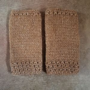Willow bark dyed hand knit fingerless gloves